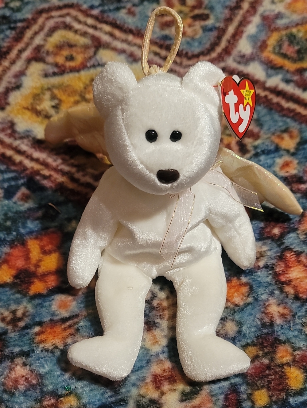 TY BEANIE BABIE Halo Angel Bear Rare Collectors Item with Brown Nose